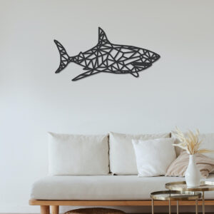 muurdecoratie dierenkop van hout haai